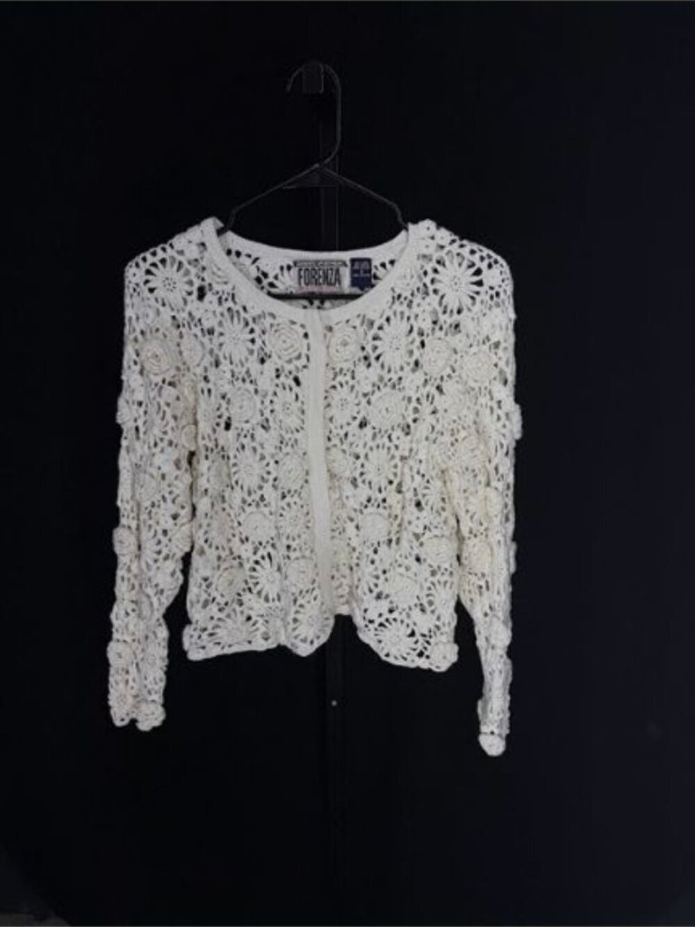 Forenza Vintage Crochet Cottage Core Open Cardigan Sweater